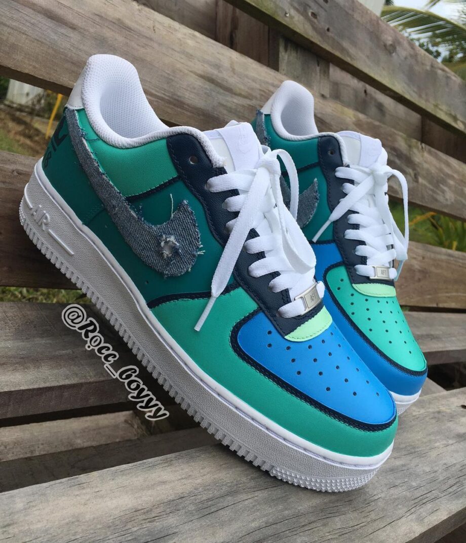 Blue and Mint Air Force 1 Custom - Daniel Customs