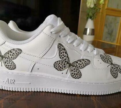 Butterfly Design Black Air Force 1 Custom