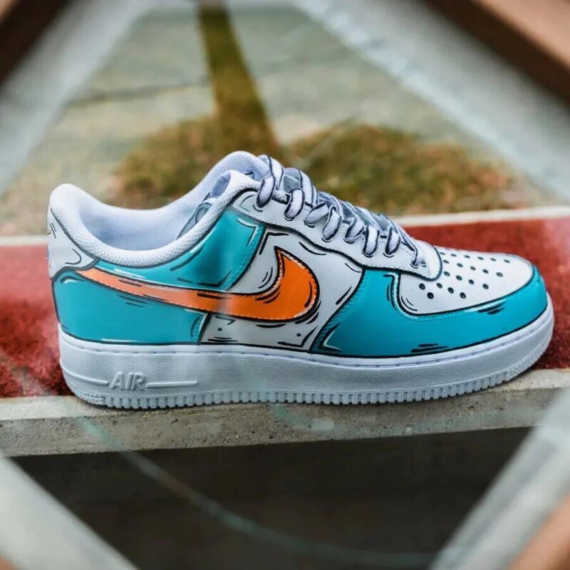 Cartoon Orange Teal Air Force 1 Custom