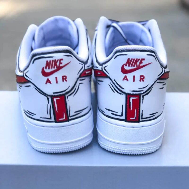 Cartoon Red Black Outline Air Force 1 Custom - Image 2