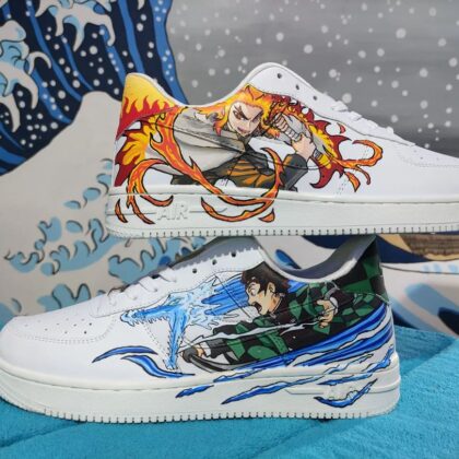 Demon Slayer Kimetsu no Yaiba - Rengoku Kyoujurou x Tanjirou Air Force 1 Custom