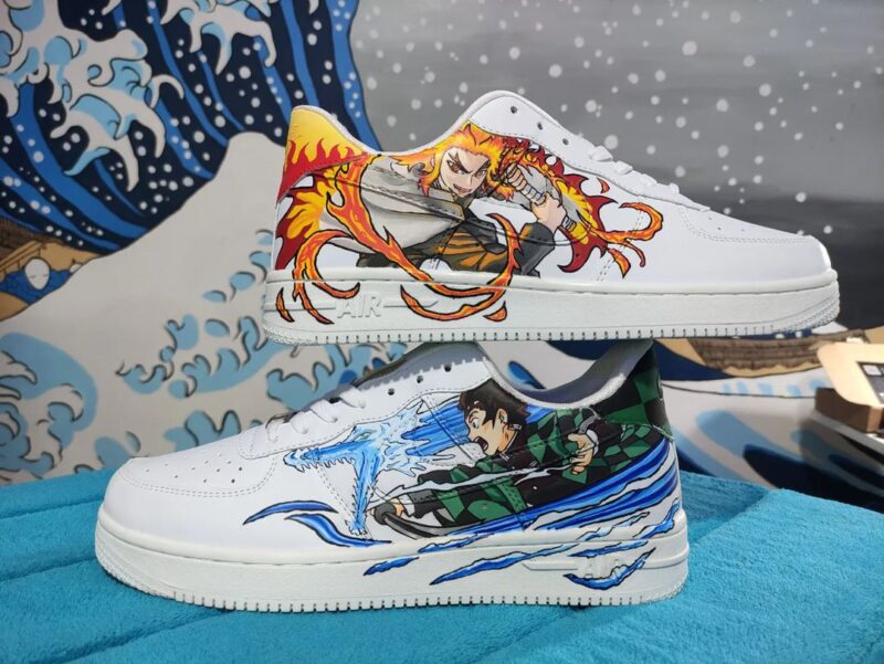 Demon Slayer Kimetsu no Yaiba - Rengoku Kyoujurou x Tanjirou Air Force 1 Custom