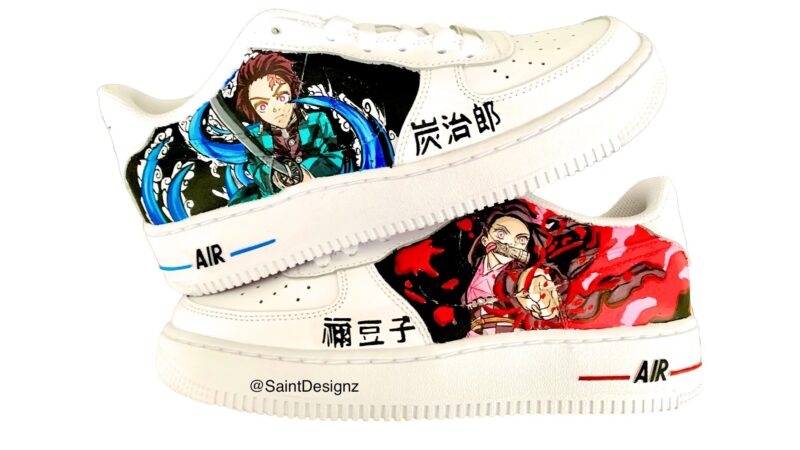 Demon Slayer Kimetsu no Yaiba - Tanjiro x Nezuko Air Force 1 Custom