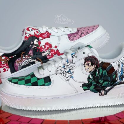 Demon Slayer Kimetsu no Yaiba - Tanjiro x Nezuko Air Force 1 Custom