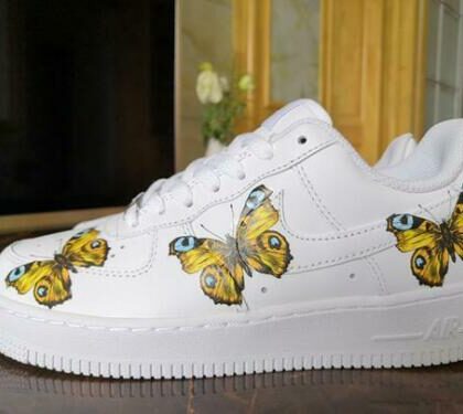 Gold Yellow Blue Butterfly Air Force 1 Custom