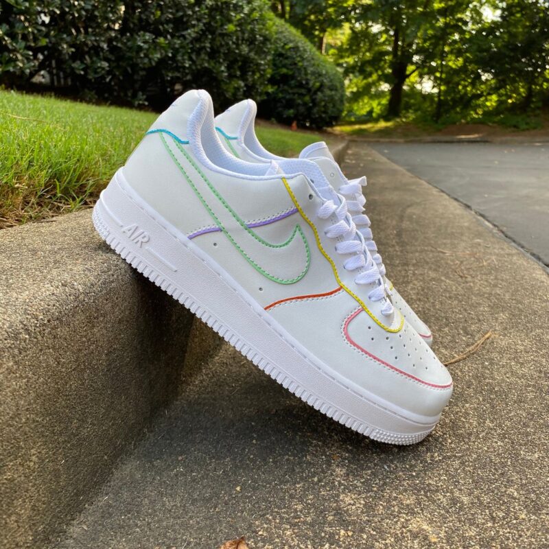 Outline Pastel Blue Green Purple Yellow Orange Pink Air Force 1 Custom - Image 2