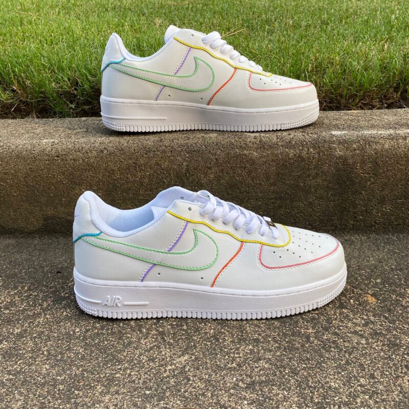 Outline Pastel Blue Green Purple Yellow Orange Pink Air Force 1 Custom ...