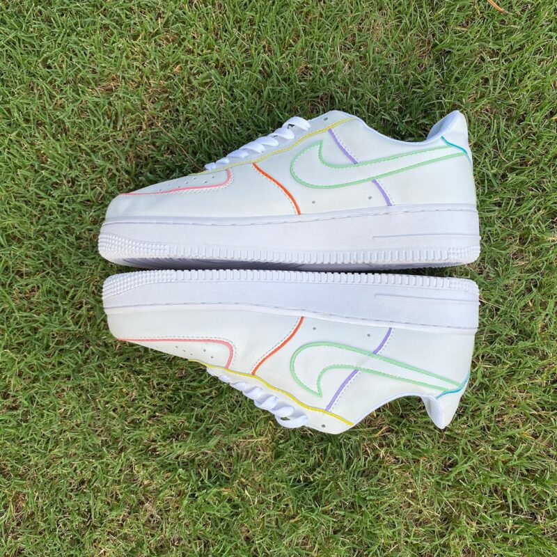 Outline Pastel Blue Green Purple Yellow Orange Pink Air Force 1 Custom - Image 4