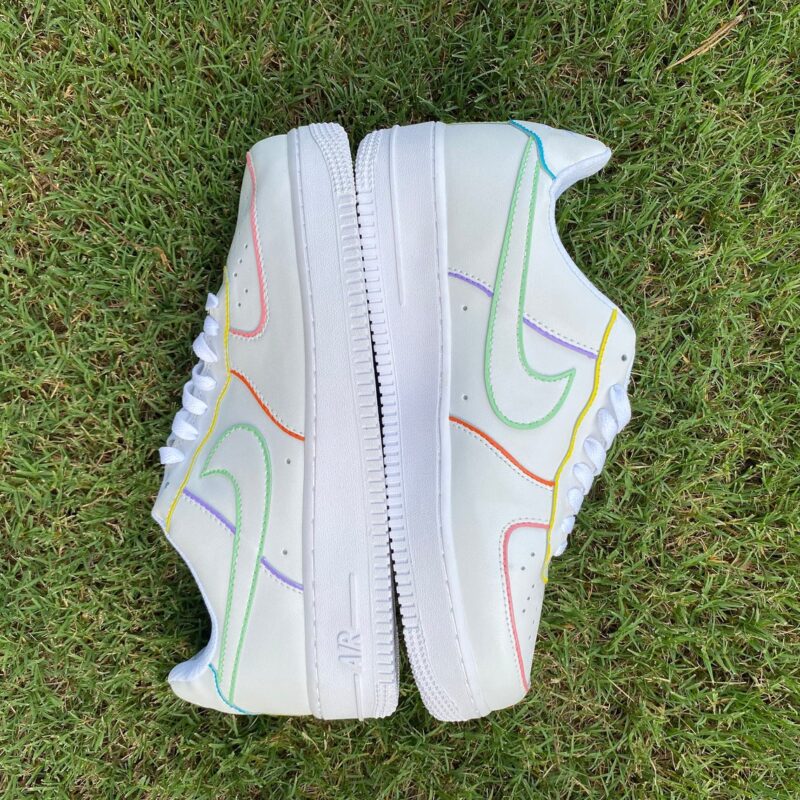 Outline Pastel Blue Green Purple Yellow Orange Pink Air Force 1 Custom - Image 3