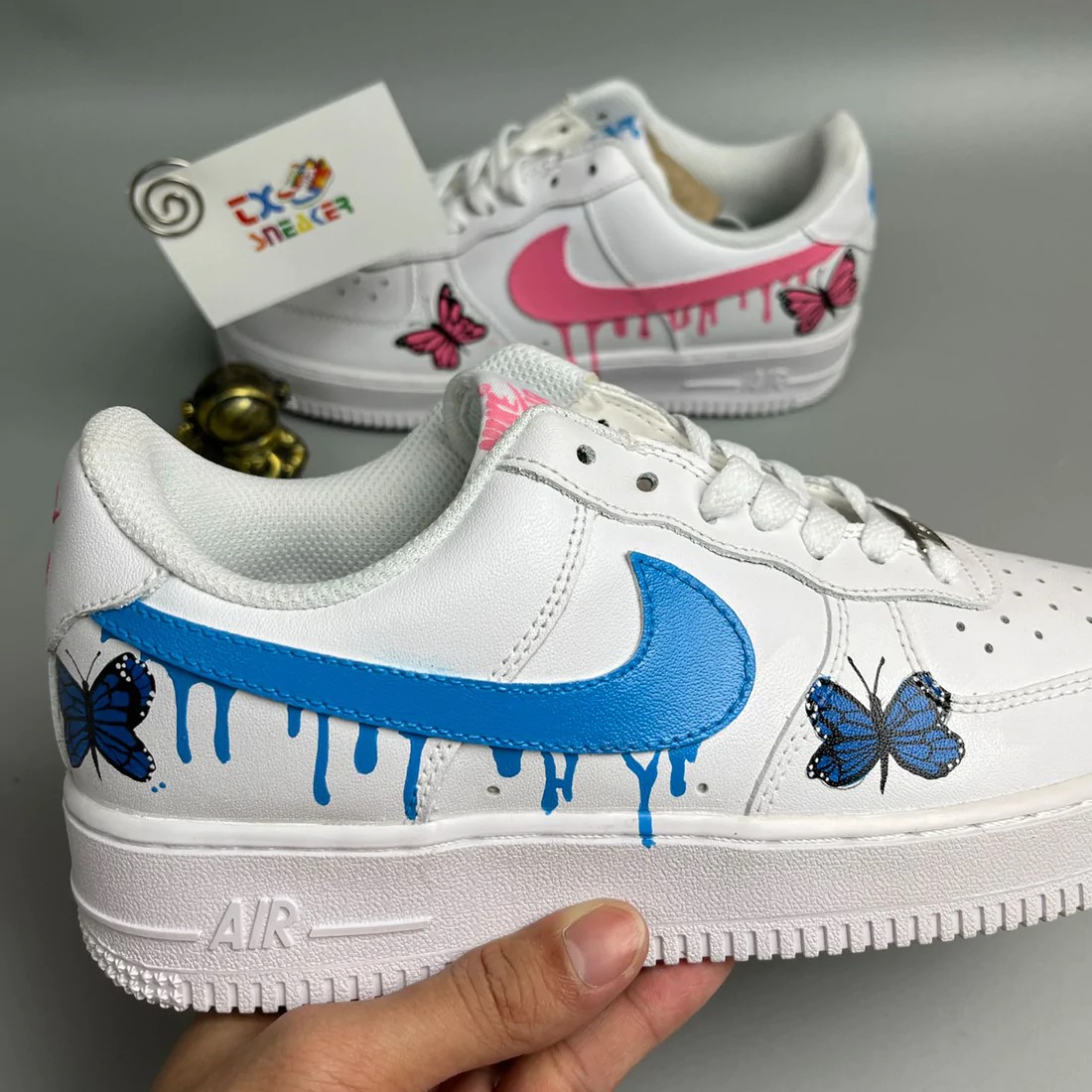 Pink Blue Butterfly Drip Air Force 1 Custom - Daniel Customs
