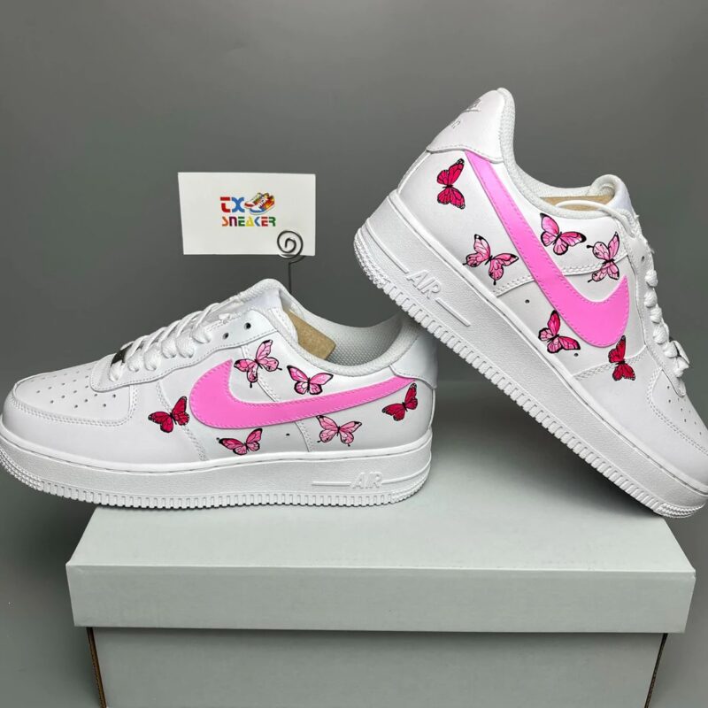 Pink Butterflies Drip Air Force 1 Custom