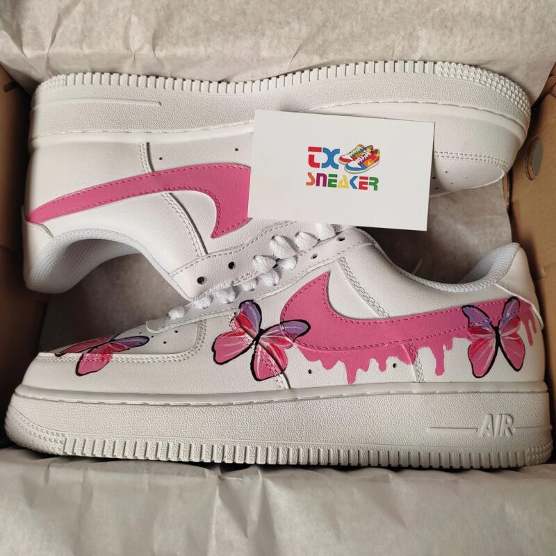 Pink Drip Butterfly Air Force 1 Custom - Image 3