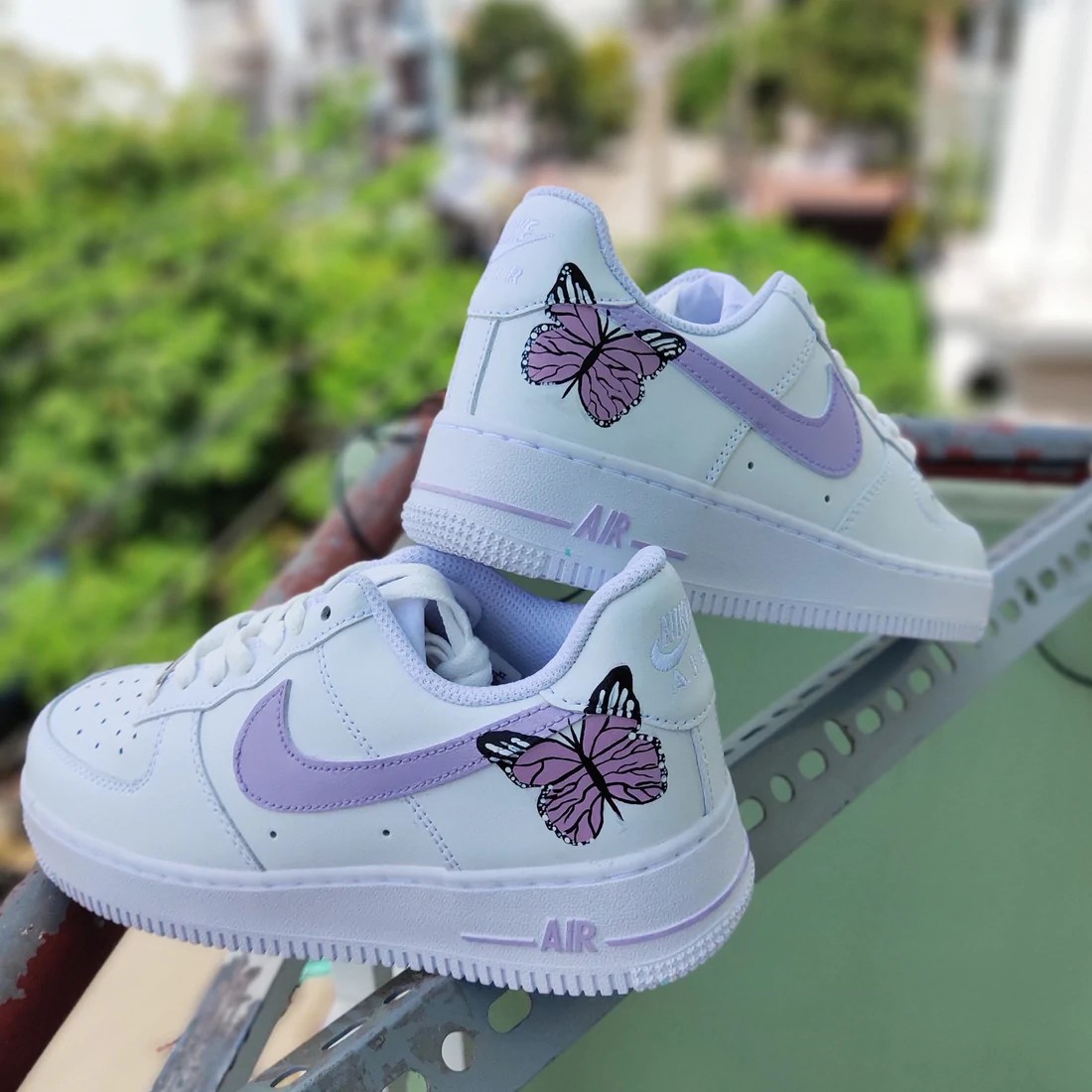 purple butterfly air force ones