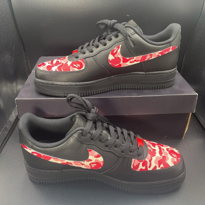 Red Bape Black Air Force 1 Custom - Daniel Customs