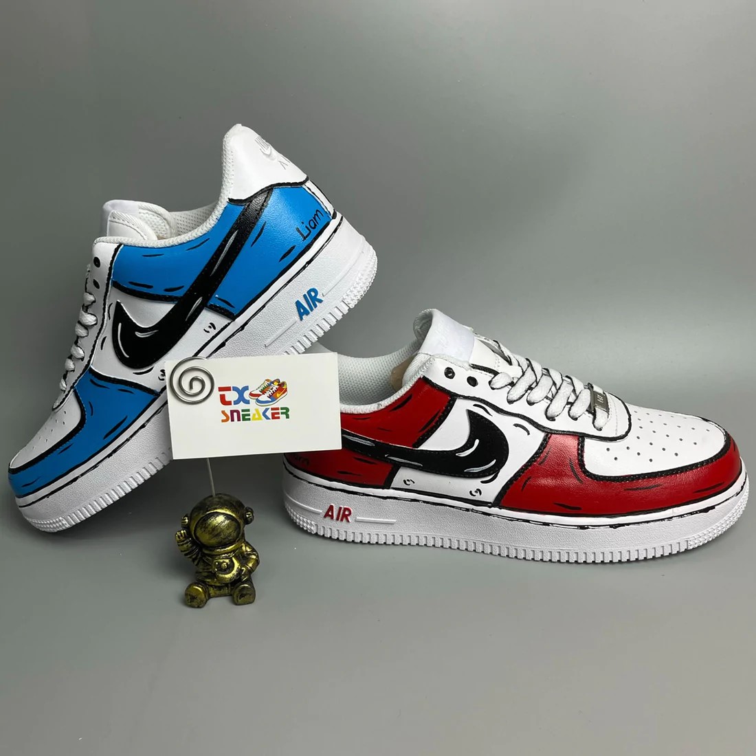 red and blue air force 1 custom
