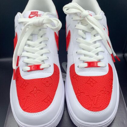 Red Embossed LV Air Force 1 Custom