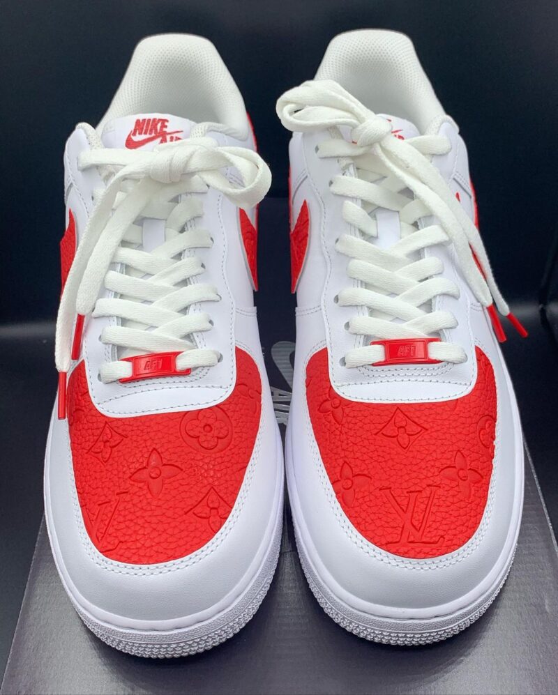 Red Embossed LV Air Force 1 Custom