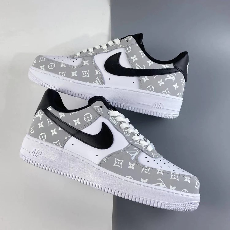 CUSTOM WHITE/GREY LV X AIR FORCE 1 - Derivation Customs - Custom