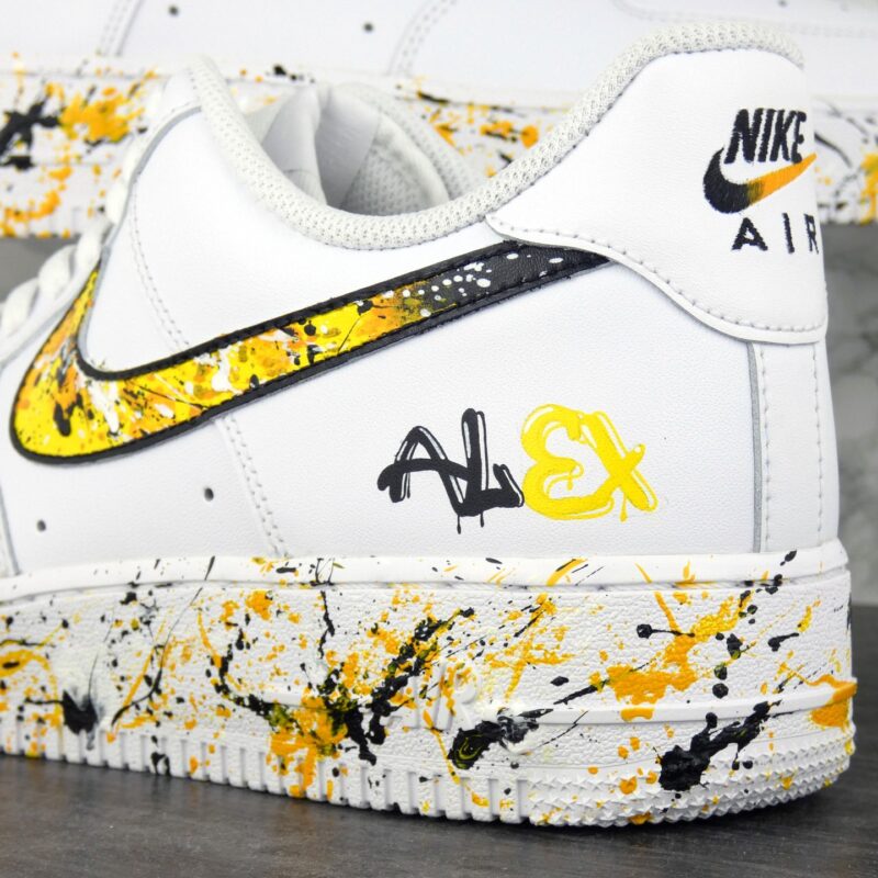 Splash Black and Yellow Air Force 1 Custom - Image 2