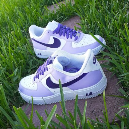 Ultraviolet UV Two Tone Light & Dark Purple Laces Air Force 1 Custom