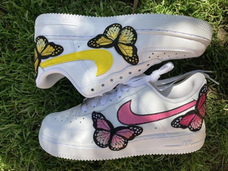 Yellow Pink Embroidered Butterfly Air Force 1 Custom