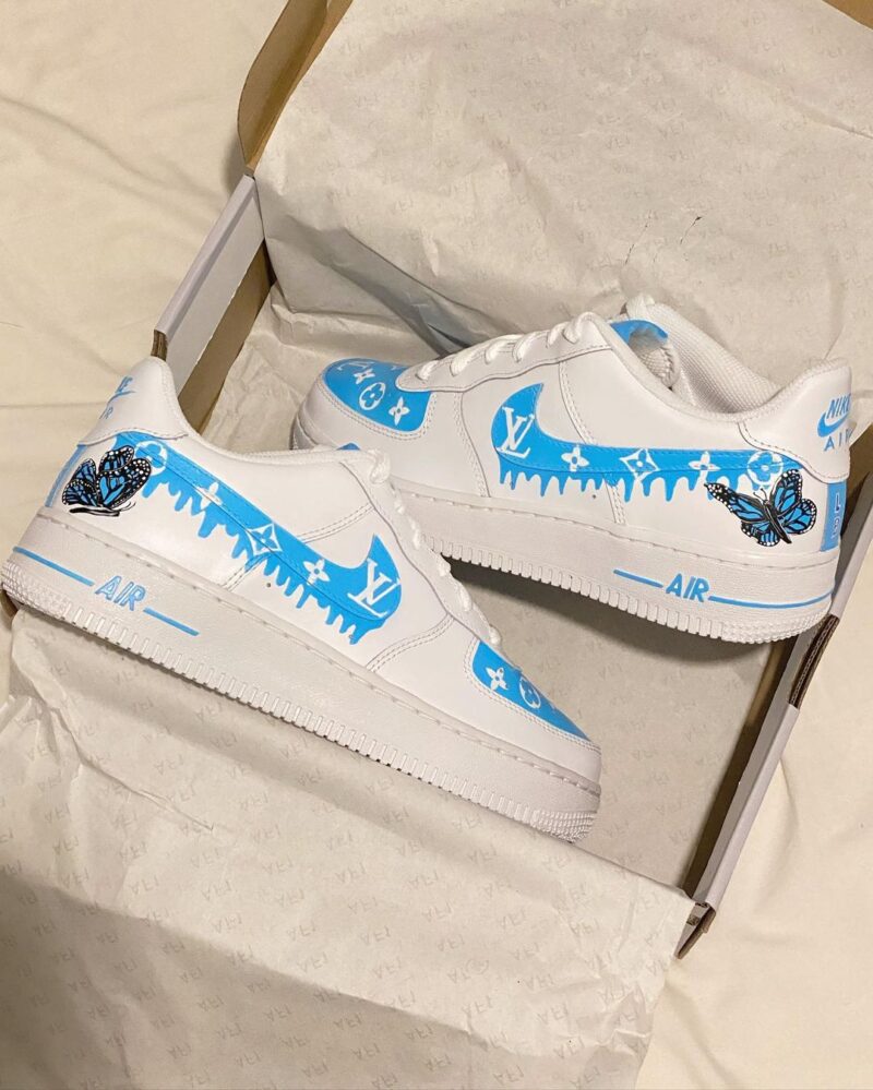 Baby Blue LV and Butterflies Air Force 1 Custom