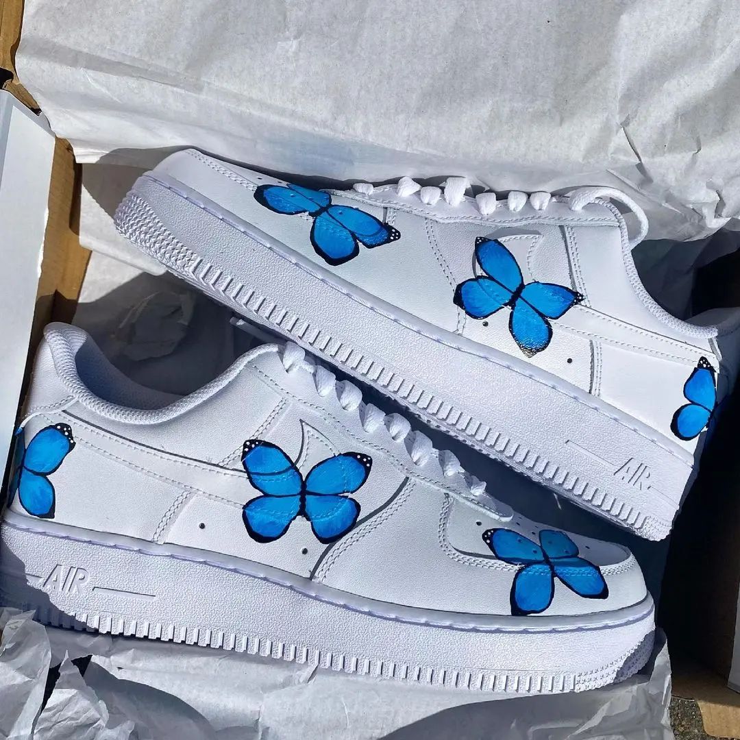 Blue Butterfly Air Force 1 Custom - Daniel Customs