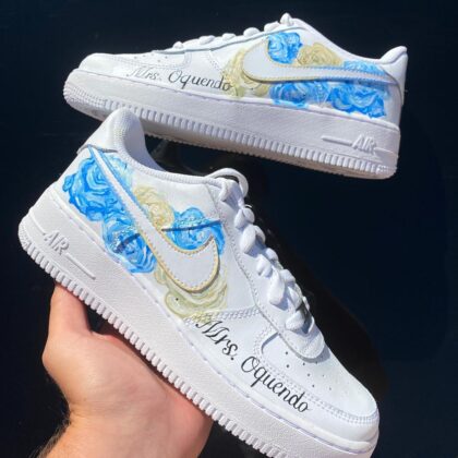 Blue and Cream Roses Air Force 1 Custom