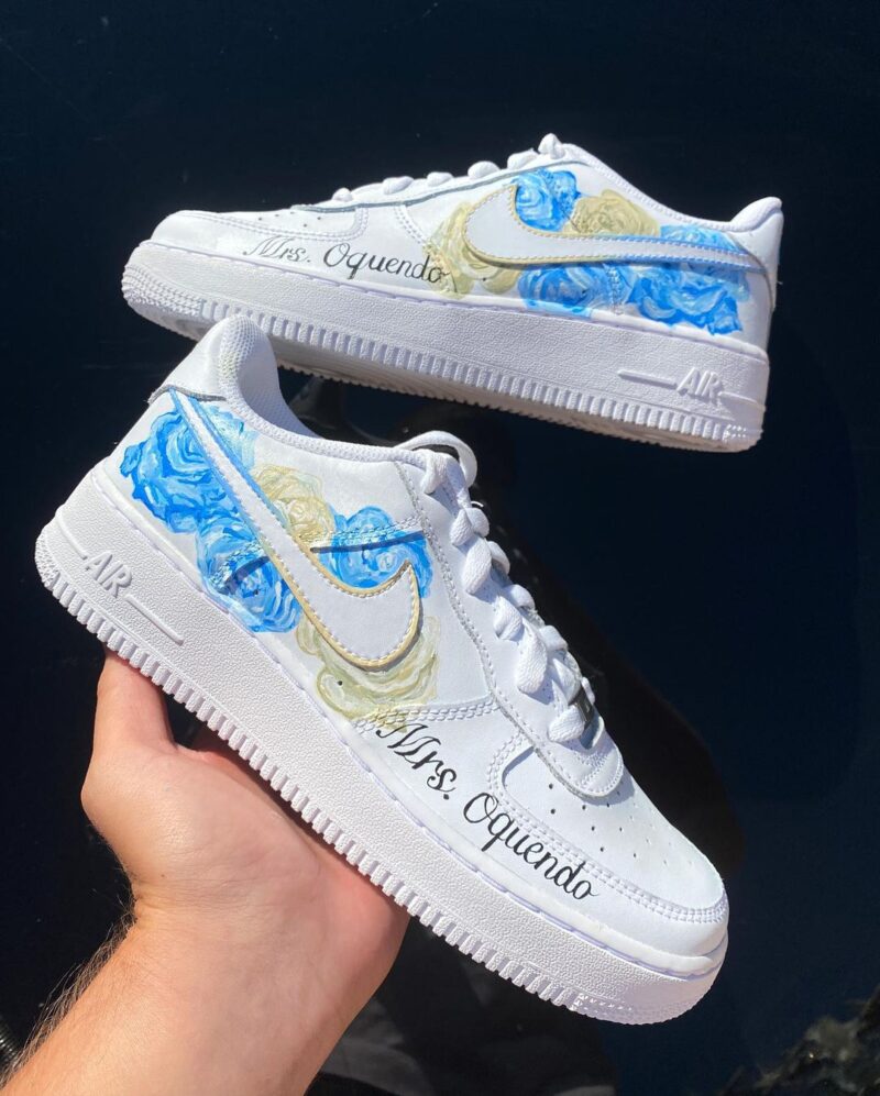 Blue and Cream Roses Air Force 1 Custom