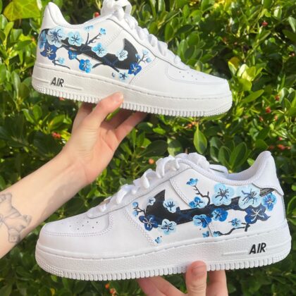 Blue flower blossom Air Force 1 Custom