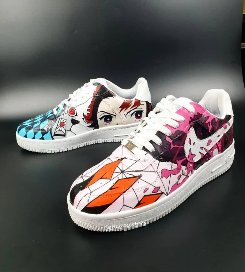 Demon Slayer Kimetsu no Yaiba - Nezuko x Tanjiro Air Force 1 Custom