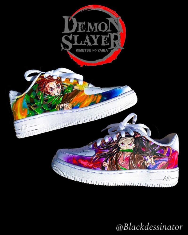 Demon Slayer Kimetsu no Yaiba - Tanjiro x Nezuko Air Force 1 Custom