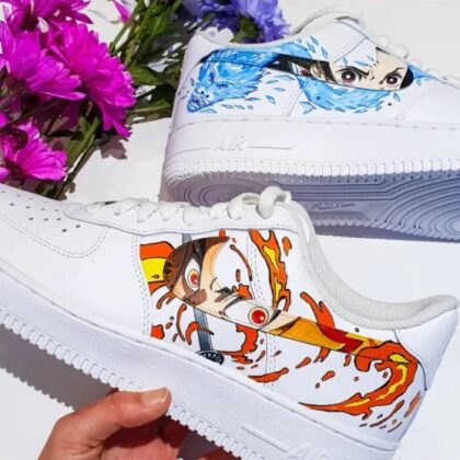 Demon Slayer Kimetsu no Yaiba - Tanjizo x Rengoku Air Force 1 Custom