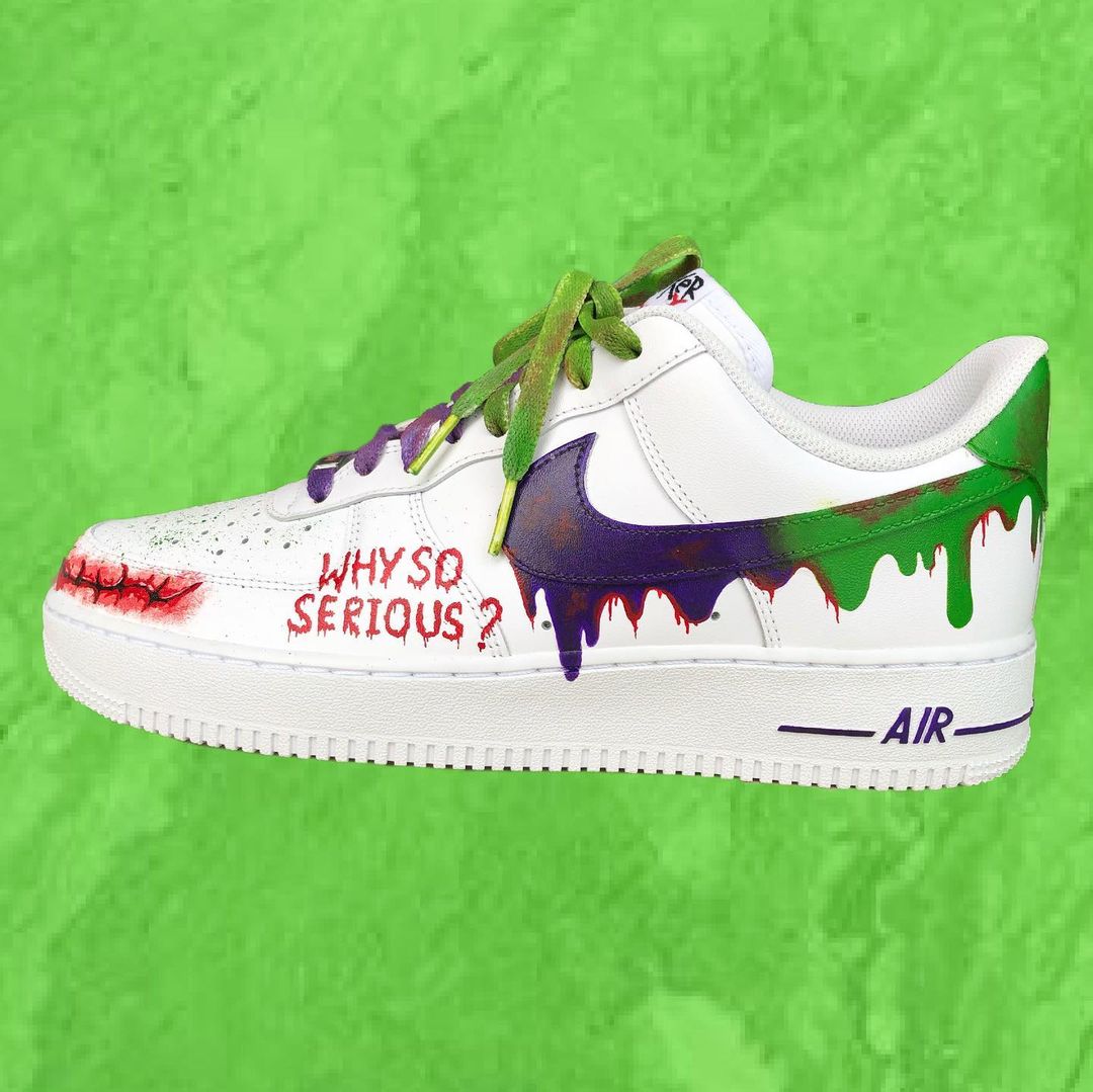 Custom joker themed Air force 1s 🃏#customsneakers #customshoes