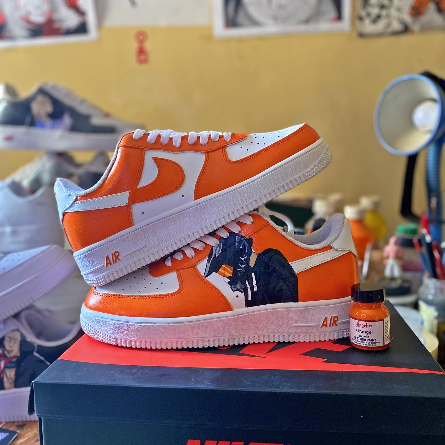 orange custom air forces