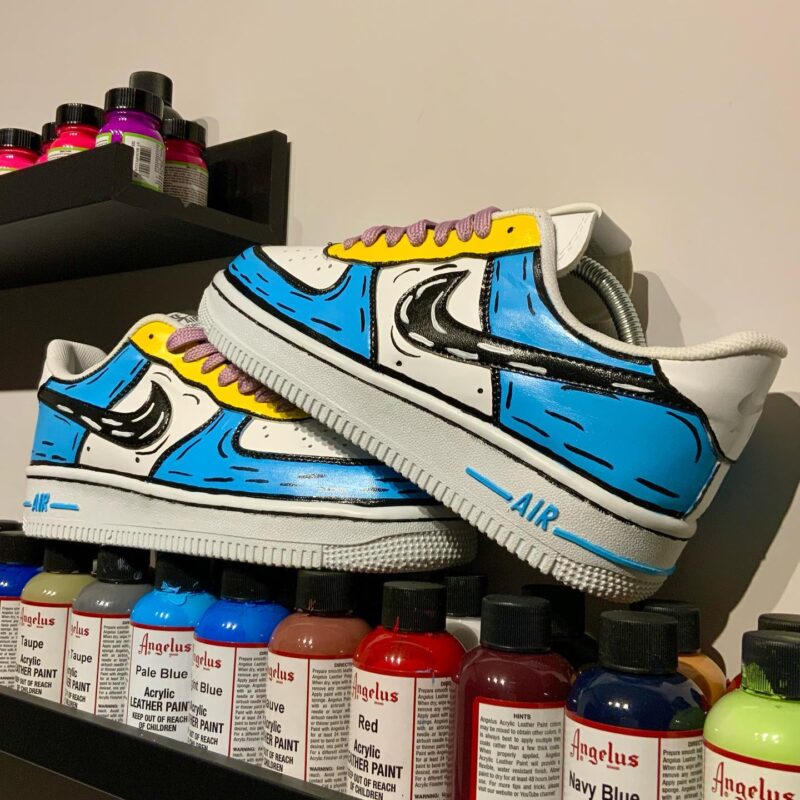 Yellow and Blue Cartoon Air Force 1 Custom - Image 2