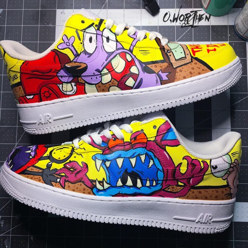 AAAHH Real Monsters x Courage the Cowardly Dog Air Force 1 Custom