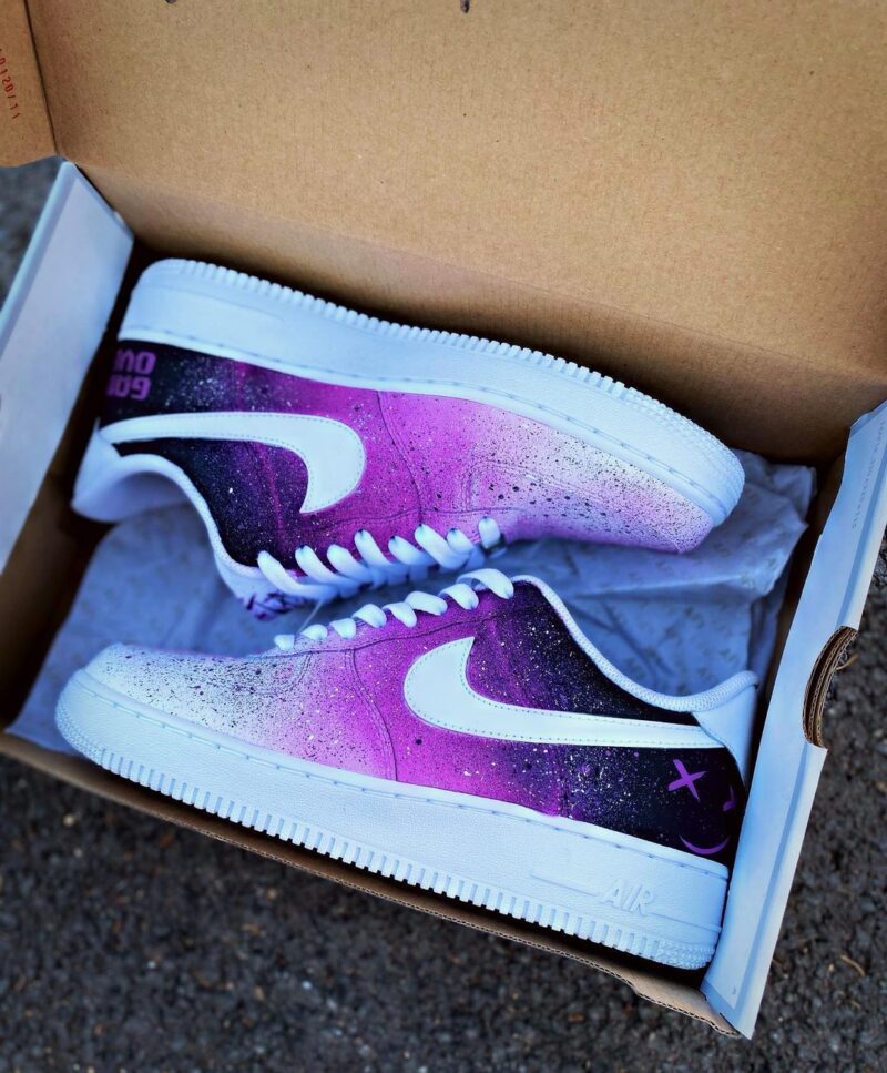 Black To Purple Splash Air Force 1 Custom