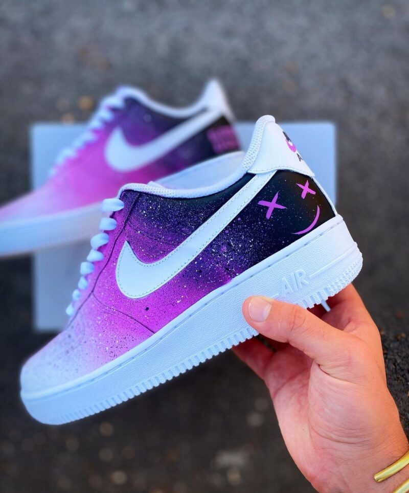 Black To Purple Splash Air Force 1 Custom