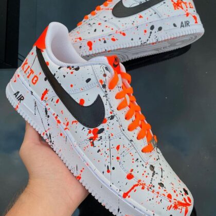 Black and Orange Splatter Air Force 1 Custom