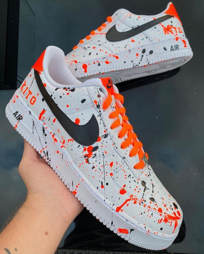 Black and Orange Splatter Air Force 1 Custom