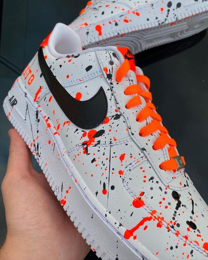 Black and Orange Splatter Air Force 1 Custom