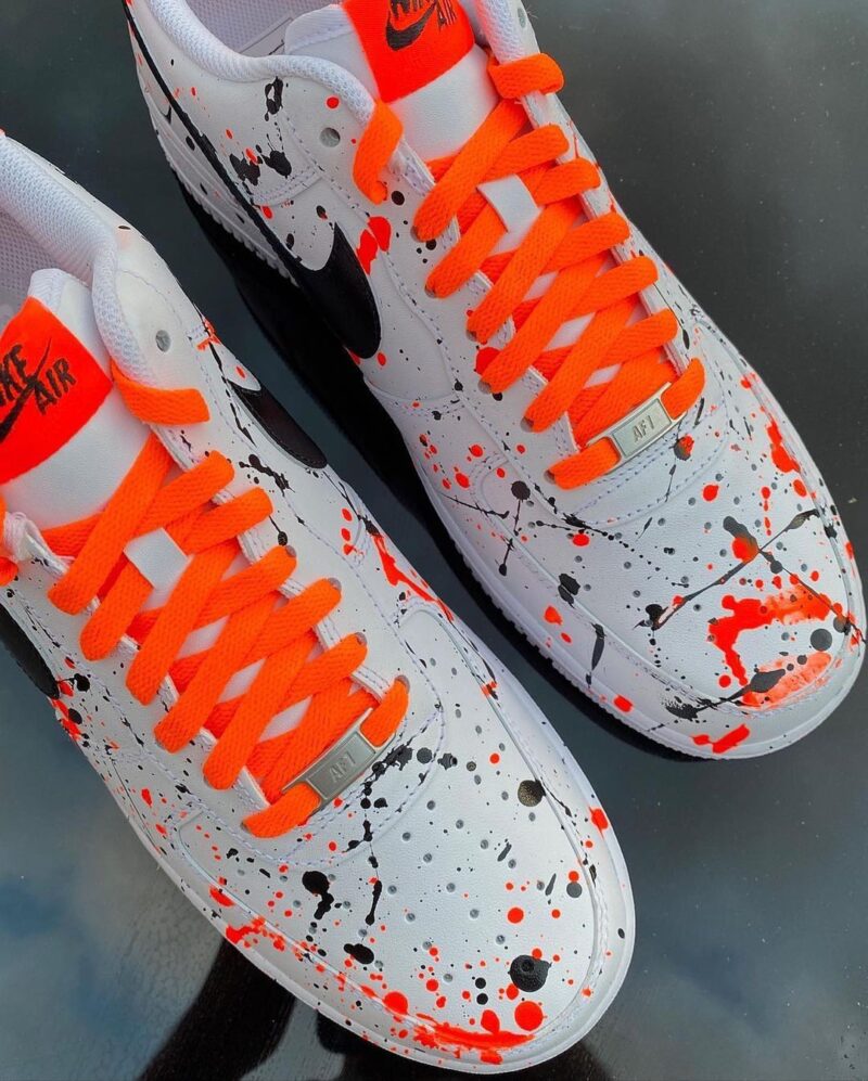 Black and Orange Splatter Air Force 1 Custom