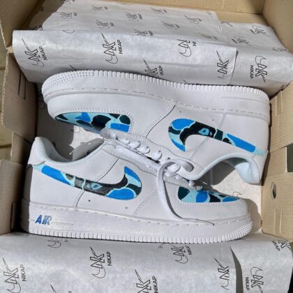 Blue Bape Camo Air Force 1 Custom