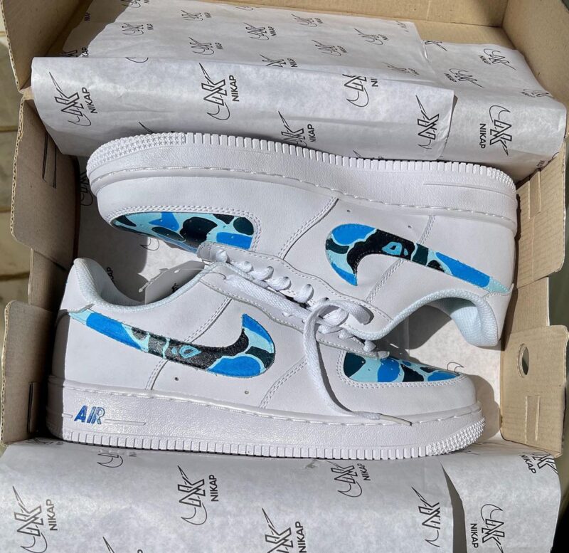 Blue Bape Camo Air Force 1 Custom