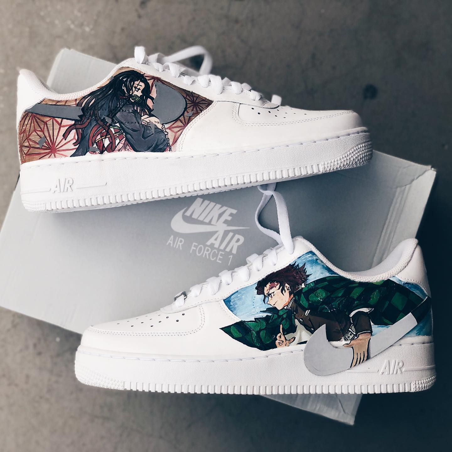 Demon Slayer Kimetsu no Yaiba - Tanjiro x Nezuko Air Force 1 Custom