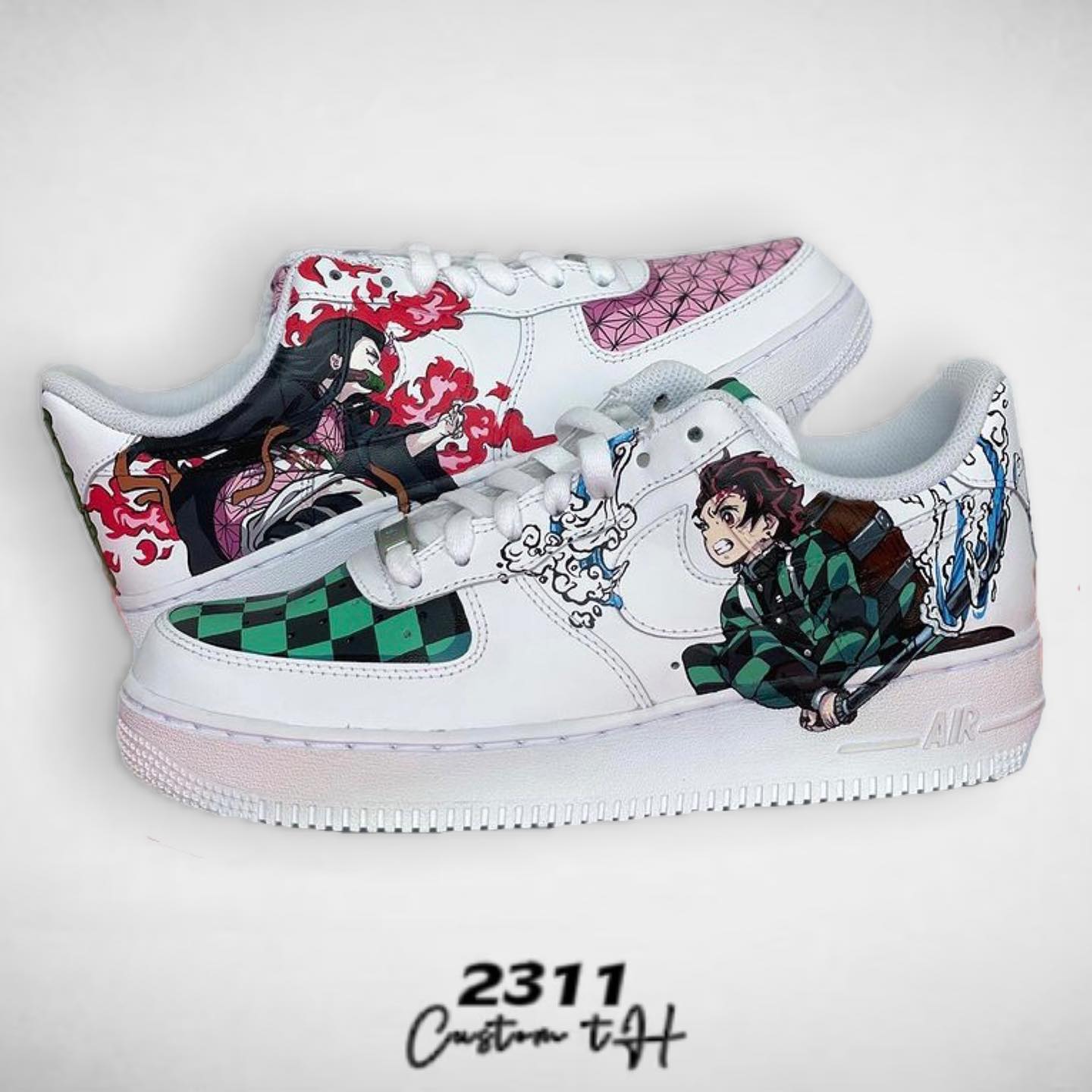 Demon Slayer Kimetsu no Yaiba - Tanjiro x Nezuko Air Force 1 Custom