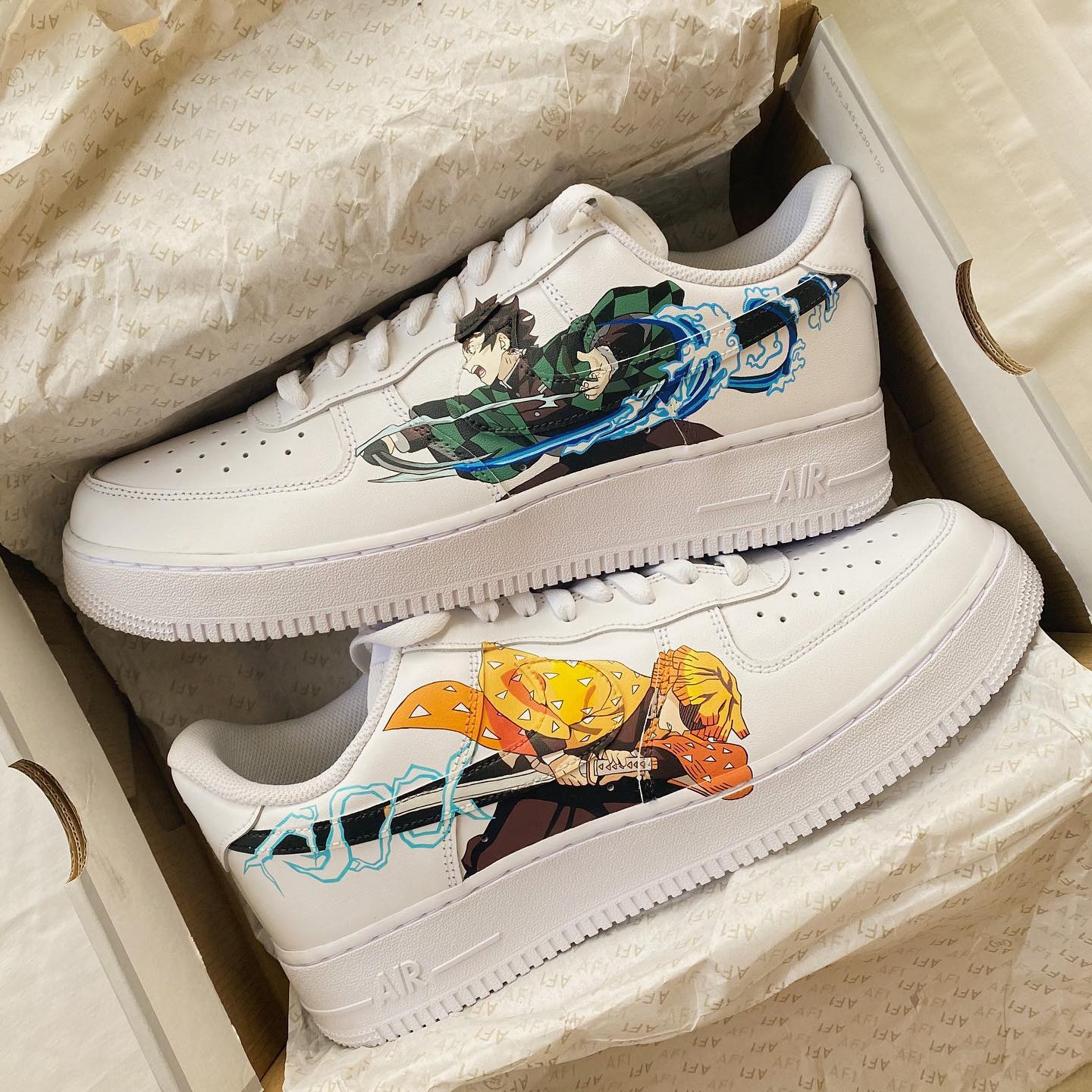 Demon Slayer Kimetsu no Yaiba - Tanjiro x Zenitsu Air Force 1 Custom