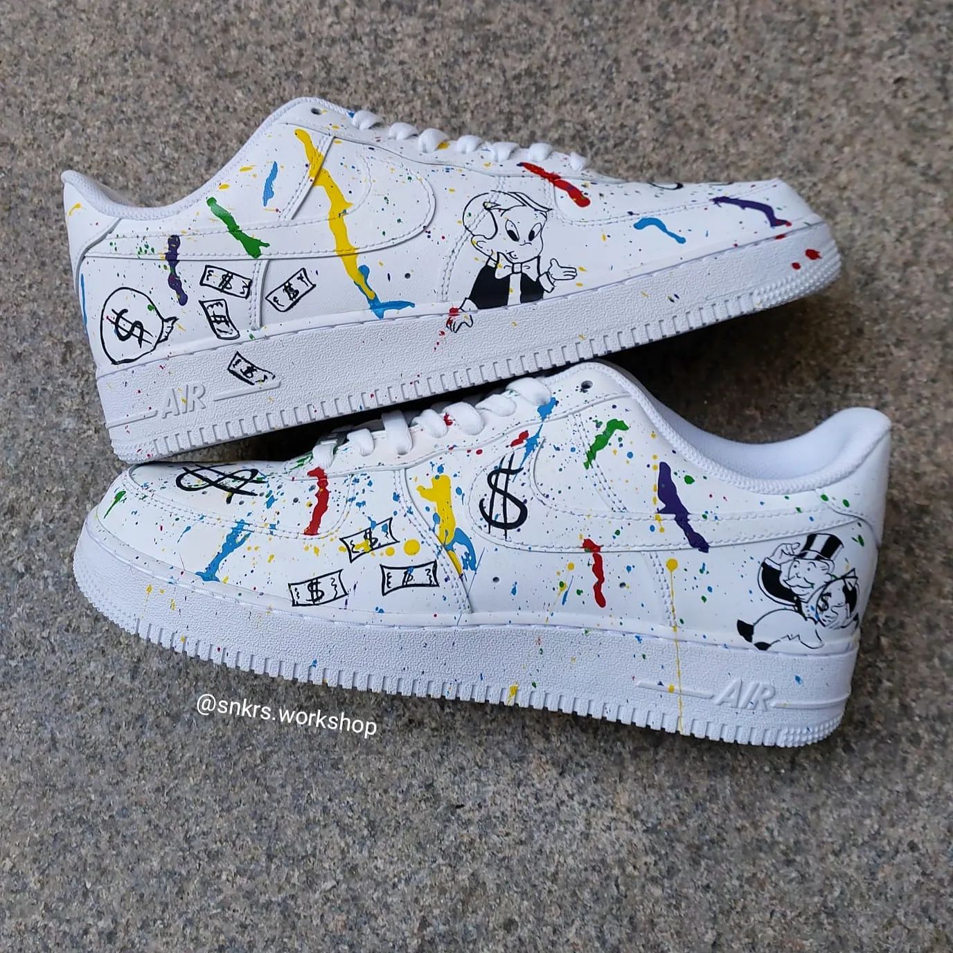 Nike Air Force 1 LV Custom Sneakers Monopoly Richie Rich Shoes 10
