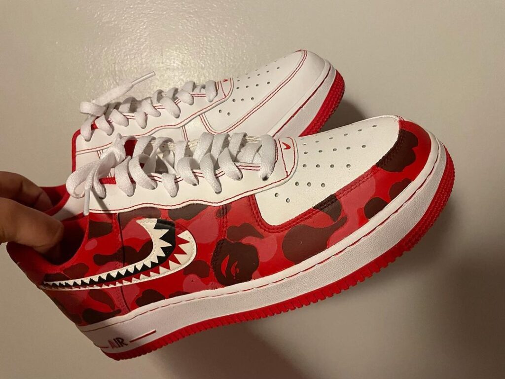 Red Bape Air Force 1 Custom - Daniel Customs